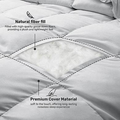 Unikome Comforter Duvet Insert - GentleSoft Quilted All Season Goose Feather Down Comforters