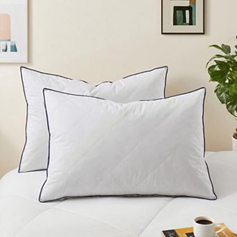 Unikome 2-Pack Goose Feather & Down Pillows 100% Cotton Cover, Soft & Supportive