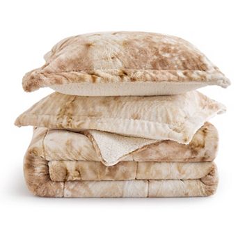 Unikome Oversize Fluffy Comforter Set - Super Soft Sherpa Comforter, Fuzzy Bed Set 3 pc