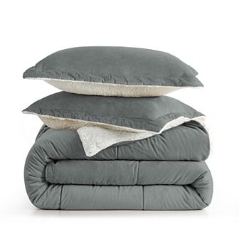 Unikome Oversize Fluffy Comforter Set - Super Soft Sherpa Comforter, Fuzzy Bed Set 3 pc
