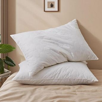 Unikome Goose Feathers Down Pillows with 100% Cotton Cover, Bed Sleeping Pillows Set of 2