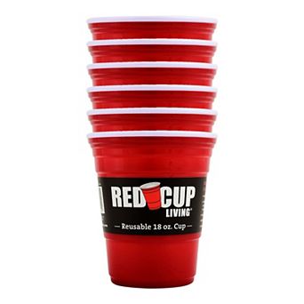 Red Cup Living 18oz Tumbler Cups Set of 6, Reusable Plastic Drinking Glasses for Drinks