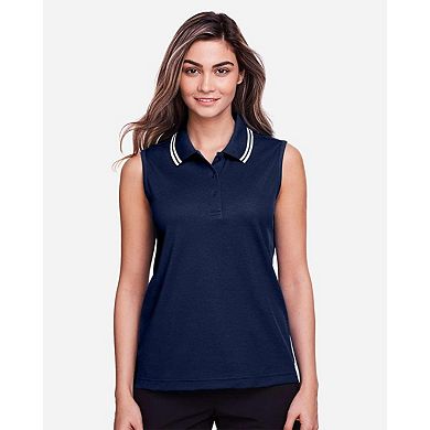 Devon & Jones Women's CrownLux PerformancePlaited Tipped Sleeveless Polo