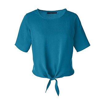 Devon & Jones Women's Perfect Fit Tie Front Blouse