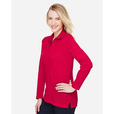 Devon & Jones Women's CrownLux PerformancePlaited Long Sleeve Polo