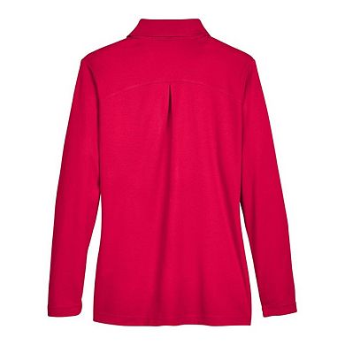 Devon & Jones Women's CrownLux PerformancePlaited Long Sleeve Polo