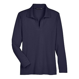 Devon & Jones Women's CrownLux PerformancePlaited Long Sleeve Polo