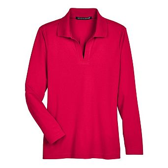 Devon & Jones Women's CrownLux PerformancePlaited Long Sleeve Polo