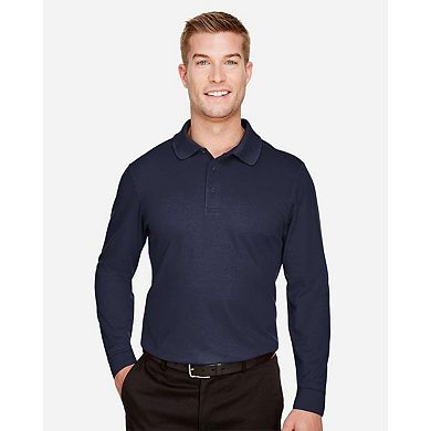 Devon & Jones CrownLux Performance Plaited Long Sleeve Polo