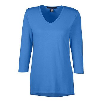 Devon & Jones Women's Perfect Fit Bracelet-Length V-Neck Top