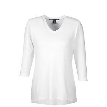 Devon & Jones Women's Perfect Fit Bracelet-Length V-Neck Top