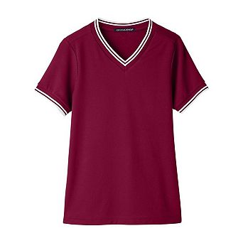 Devon & Jones Women's CrownLux PerformancePlaited Tipped V-Neck Shirt
