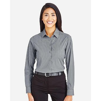 Devon & Jones Women's CrownLux PerformanceTonal Mini Check Woven Dress Shirt