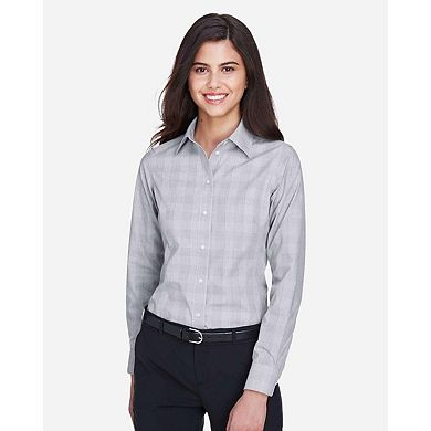Devon & Jones Women's Crown Collection Glen Plaid Woven Dress Shirt