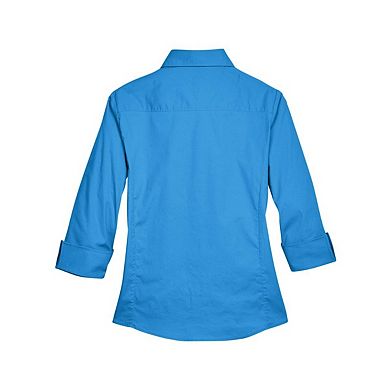 Devon & Jones Women's Perfect Fit Three-Quarter Sleeve Stretch Poplin Dress Shirt