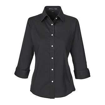 Devon & Jones Women's Perfect Fit Three-Quarter Sleeve Stretch Poplin Dress Shirt