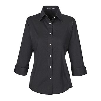 Devon & Jones Women's Perfect Fit Three-Quarter Sleeve Stretch Poplin Dress Shirt