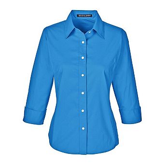 Devon & Jones Women's Perfect Fit Three-Quarter Sleeve Stretch Poplin Dress Shirt