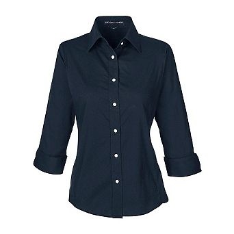 Devon & Jones Women's Perfect Fit Three-Quarter Sleeve Stretch Poplin Dress Shirt