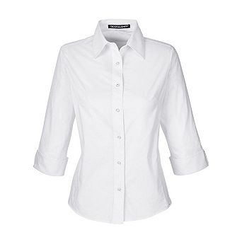 Devon & Jones Women's Perfect Fit Three-Quarter Sleeve Stretch Poplin Dress Shirt