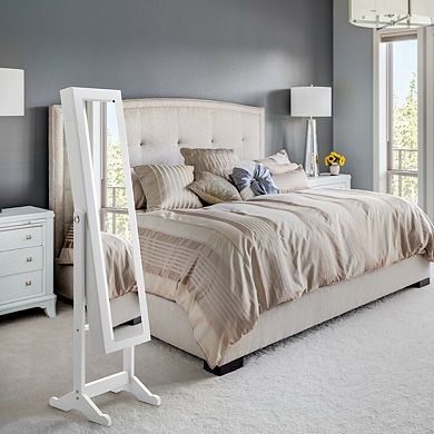 Costway Jewelry Mirrored Cabinet Armoire Organizer Storage Box with Stand Christmas Gift