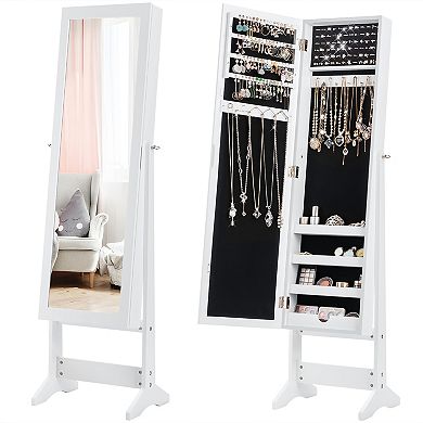 Costway Jewelry Mirrored Cabinet Armoire Organizer Storage Box with Stand Christmas Gift