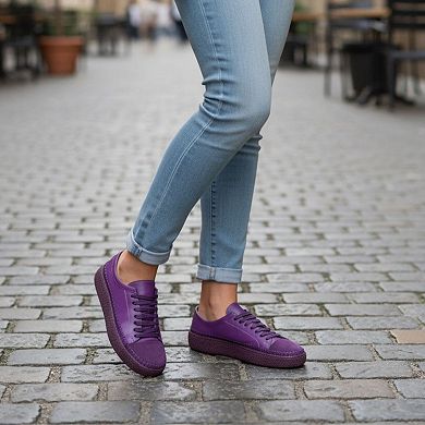 Women's Colorful Leather Sneakers - Great for the Office, Casual Days (Aimee Style)