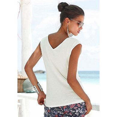 Lascana Women's Cord Detail V-Neck Top