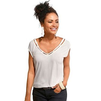 Lascana Women's Cord Detail V-Neck Top