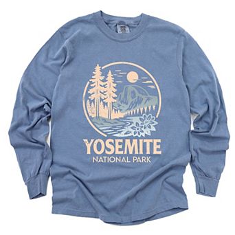 Yosemite National Park Two-Toned Circle - Women's Garment Dyed Long Sleeve Graphic T-Shirt