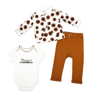 Baby Girls 3 pc Wildflower Bodysuit, Jacket and Pants Set