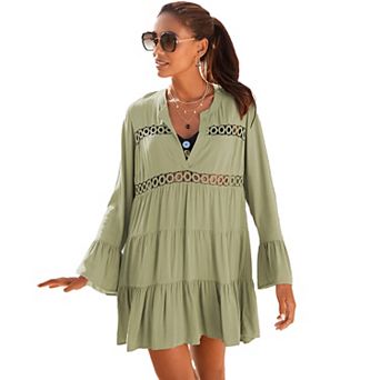 Lascana Women's Flowy Flared Sleeve Dress