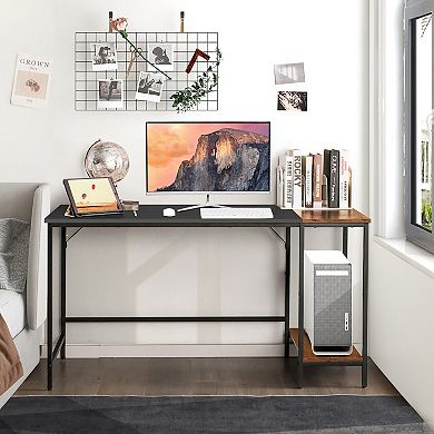 Costway 55'' Computer Desk Writing Workstation Study Table Home Office with Bookshelf