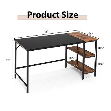 Costway 55'' Computer Desk Writing Workstation Study Table Home Office with Bookshelf