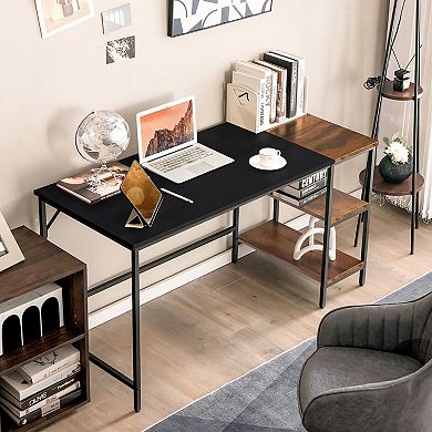Costway 55'' Computer Desk Writing Workstation Study Table Home Office with Bookshelf