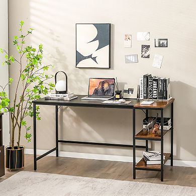 Costway 55'' Computer Desk Writing Workstation Study Table Home Office with Bookshelf
