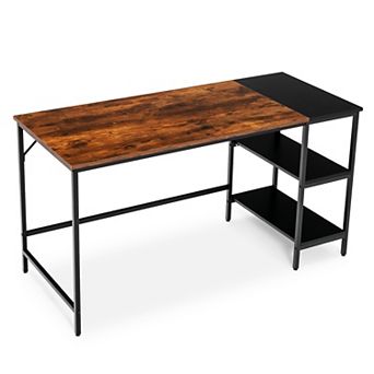 Costway 55'' Computer Desk Writing Workstation Study Table Home Office with Bookshelf
