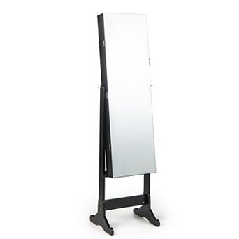 Costway Jewelry Cabinet Armoire Full Length Frameless Mirror Lockable W/ Lights