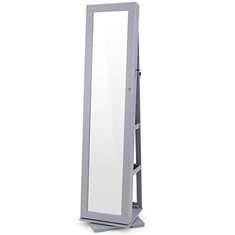Costway 360° Rotatable Jewelry Cabinet Armoire 2-in-1 Lockable Mirrored