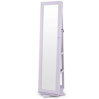 Costway 360° Rotatable Jewelry Cabinet Armoire 2-in-1 Lockable Mirrored