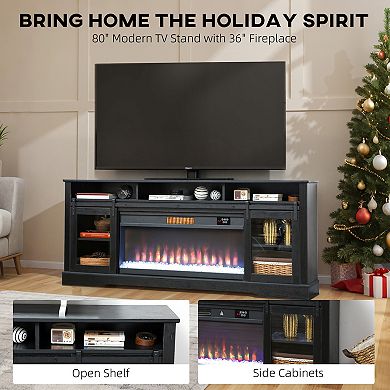 HOMCOM Modern Electric Fireplace TV Stand for TVs Up to 80 Inches