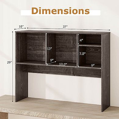 Costway Computer Desktop Bookcase Countertop Storage Bookshelf Organizer with 4 Cubbies Oak
