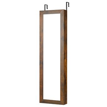 Costway Jewelry Cabinet with Full-Length Mirror, Storage Shelves, Built-in Makeup Mirror