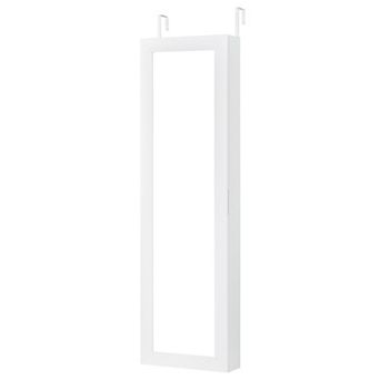 Costway Jewelry Cabinet with Full-Length Mirror, Storage Shelves, Built-in Makeup Mirror