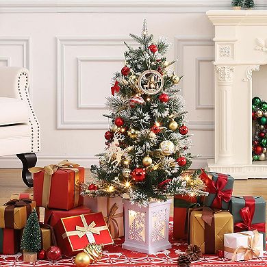 3 Ft Pre-Lit Xmas Christmas Trees with 78 Led Lights, Snowflake Pot, 8 Modes,for Home, Office