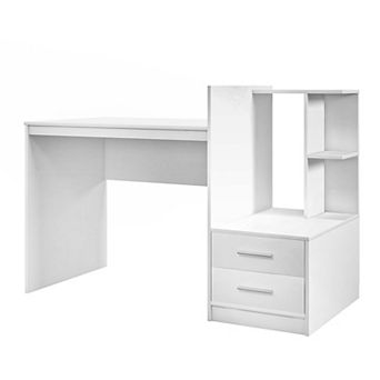 Costway Computer Desk Laptop Table Writing Study Desk Home Office with Bookshelf Drawers