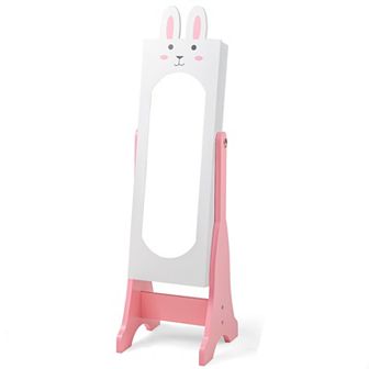 Costway Kids Jewelry Cabinet Standing Children Jewelry Organizer with Full-Length Mirror