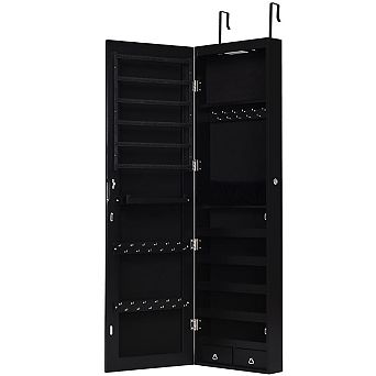 Costway Mirrored Jewelry Cabinet Jewelry Organizer w/2 LED Lights
