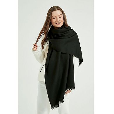 Women's Thick Shoulder Wrap Scarf with Self-Fringe