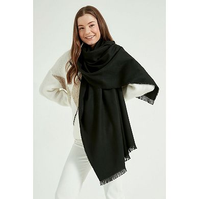 Women's Thick Shoulder Wrap Scarf with Self-Fringe